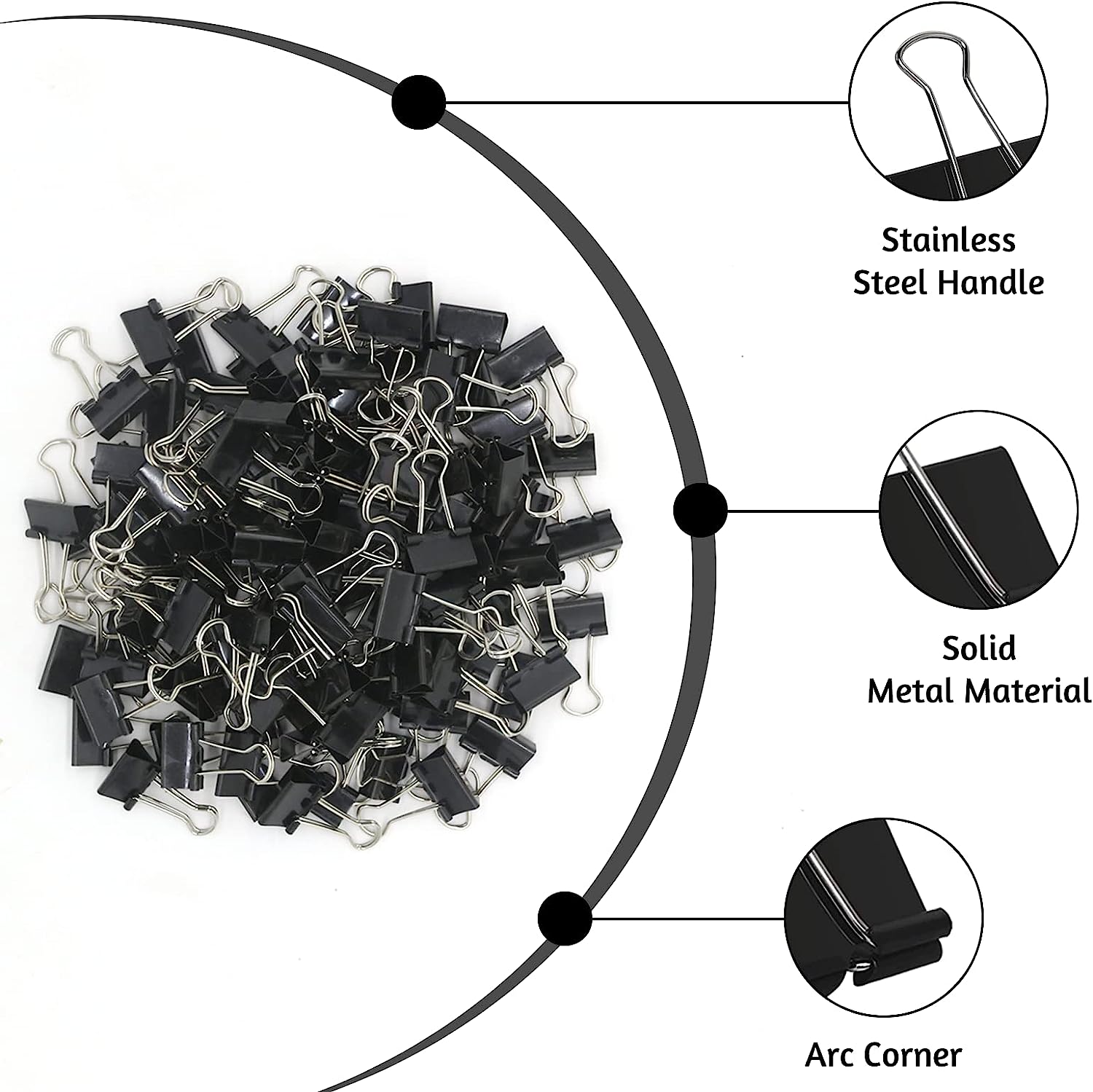 120 Pack Mini Binder Clips, Black Binder Clips, Small Paper Clips 15mm 5/8 Inch. Micro Size Office Clips for Home School Office and Business. - Image 3